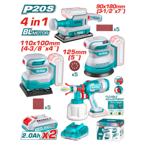 Kit 3 Lijadoras + Equipo para Pintar INDUSTRIAL TOSLI250383-4