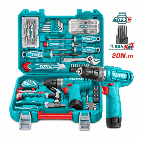 Kit Taladro 12V + 148 Accesorios TOTAL THKTHP41487
