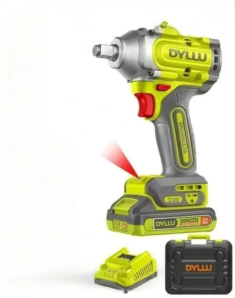 Llave De Impacto Dyllu Inalámbrica Con Batería Y Cargador 20v Verde Lima 50 Hz | DTCD1B33-4