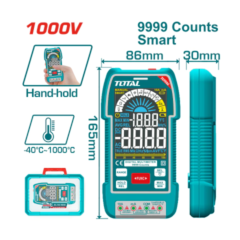 Multímetro Tester Digital 1000V 9999 Cuentas INDUSTRIAL TOTAL TMT5110004
