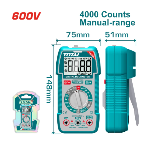 Multimetro Tester Digital 600v 4000 Cuentas Total TMT536002