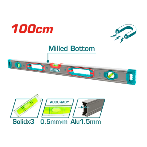 Nivel de Burbuja Magnetico 100cm INDUSTRIAL TOTAL TMT210028M