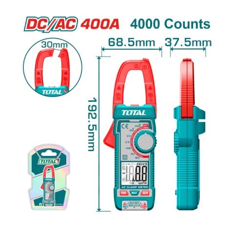 Pinza Amperométrica Digital DC/AC 400A INDUSTRIAL TOTAL TMT762002