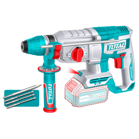 Rotomartillo Inalambrico SDS Plus 20v Brushless 26mm 1100rpm TOTAL TRHLI20268