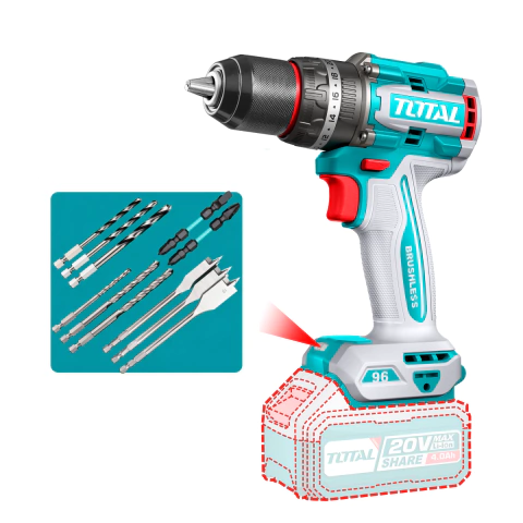 Taladro Percutor 20V BL 2000rpm 96Nm Total TIDLI209681